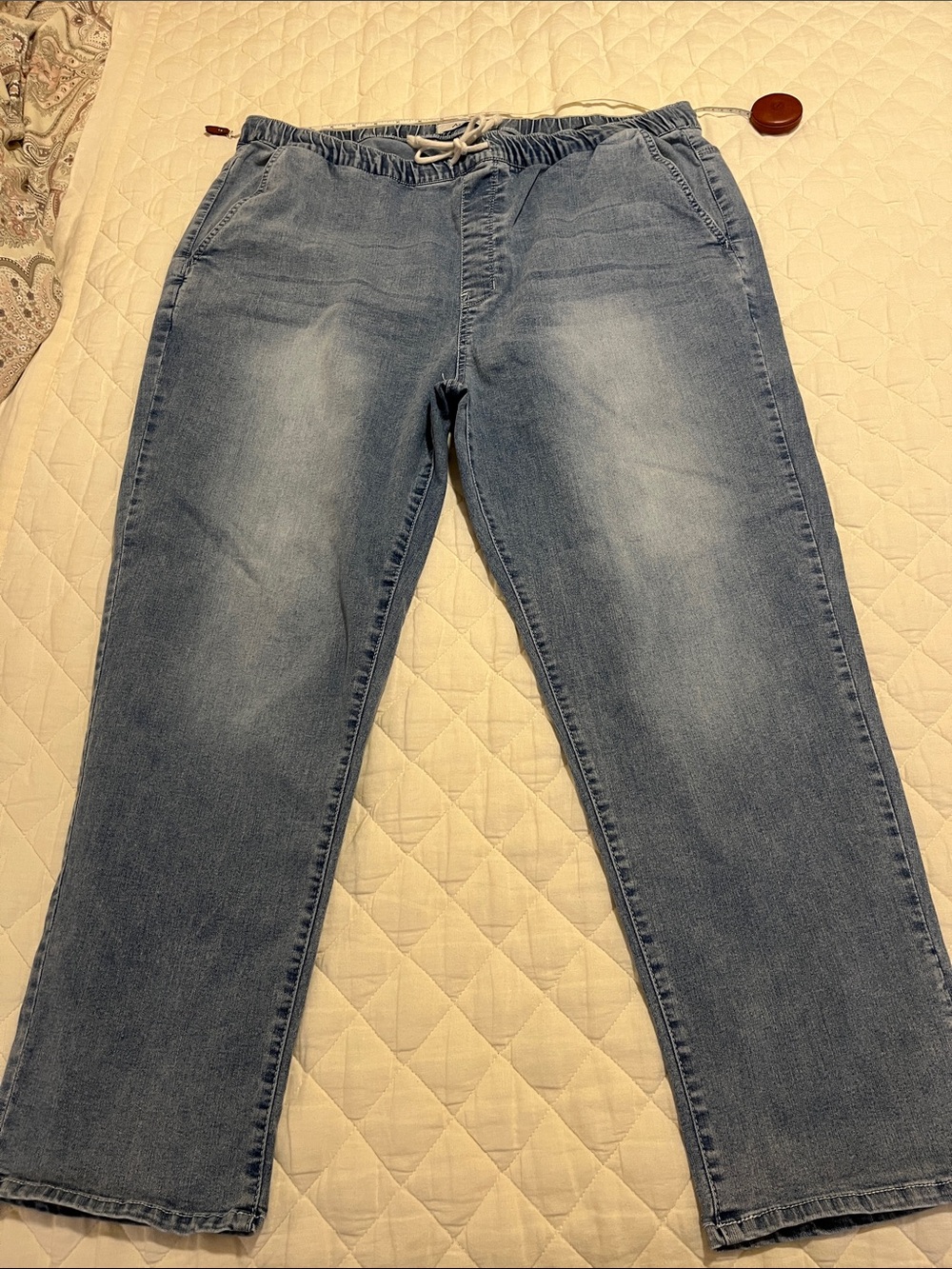 Angels Light Blue Denim Relaxed Elastic Waist Jeans 22